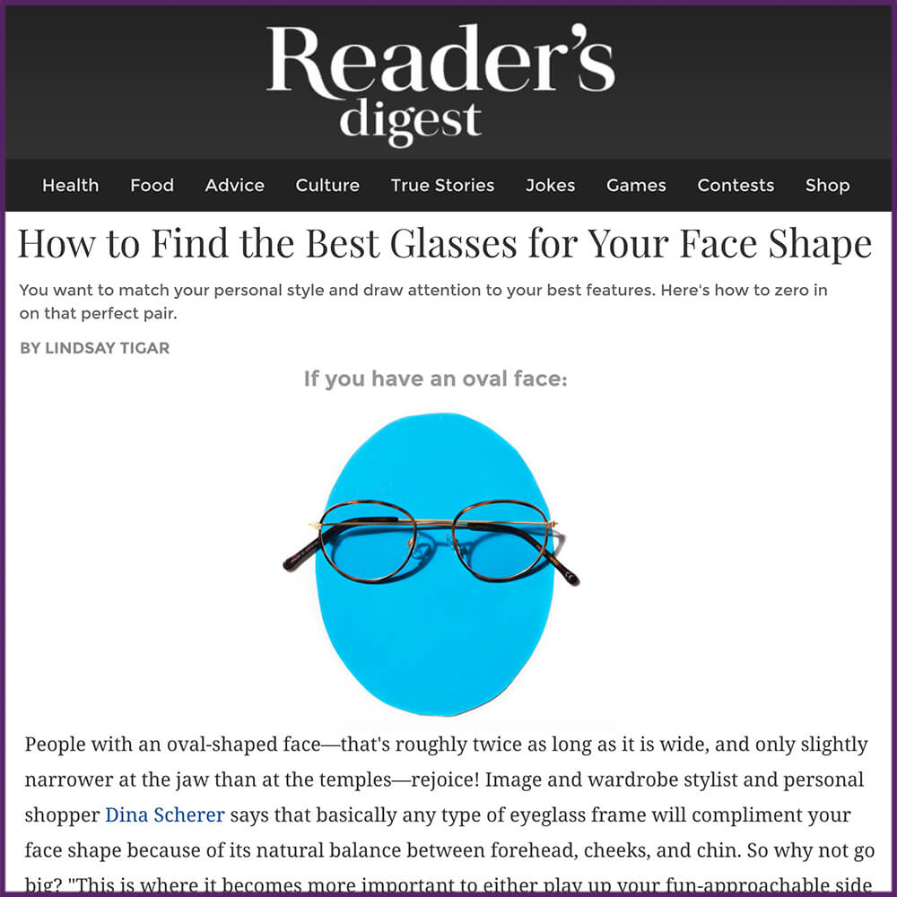 Readers Digest Best Glasses For Face Shape Article January 25 2017