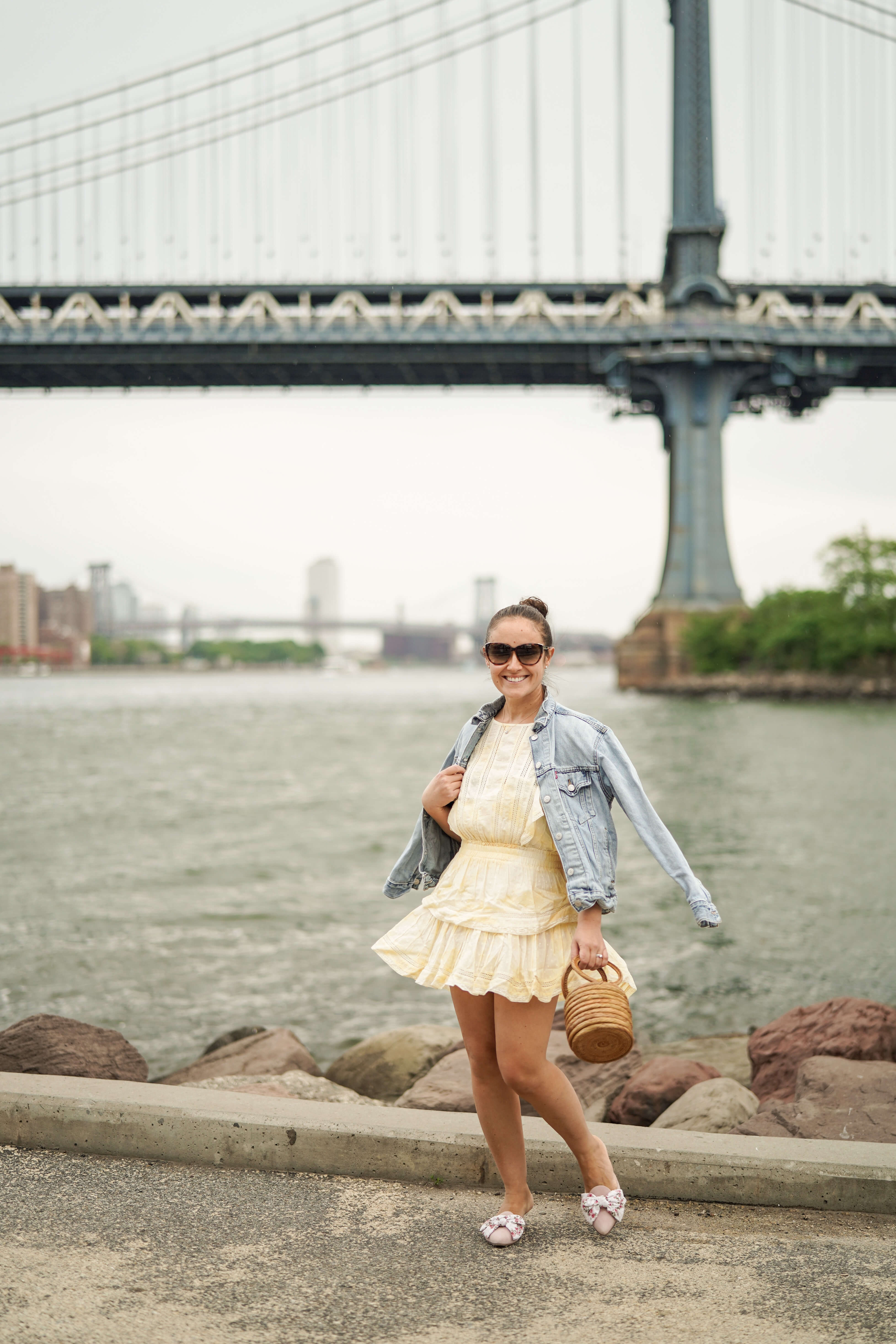 Loveshackfancy Yellow Dress Levis Jacket Margaux Shoes Cult Gaia Bag Outfit by Modnitsa Styling
