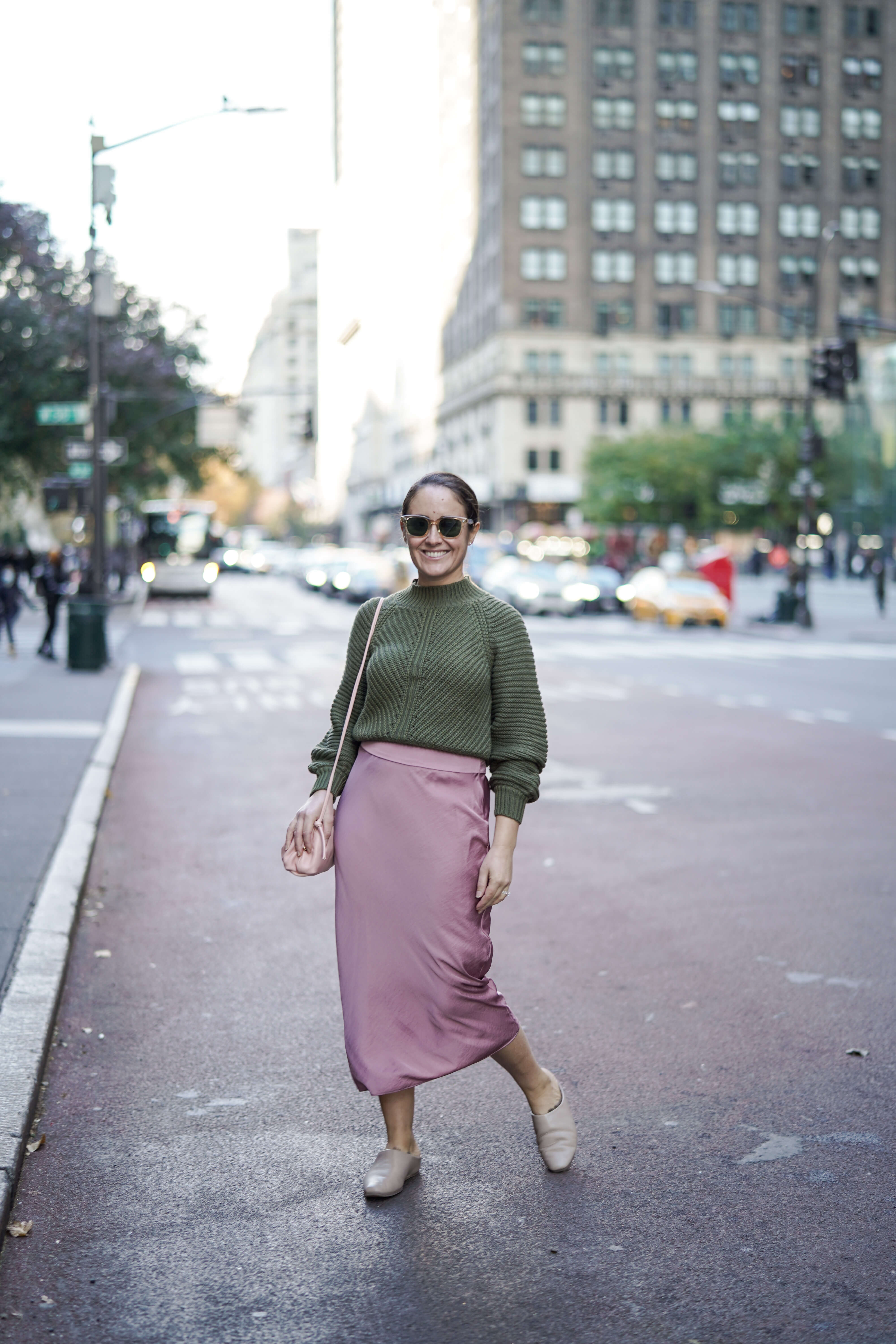 Free People Skirt Tularosa Sweater Mansur Gavriel Bag Coclico Shearling Slides Outfit by Modnitsa Styling