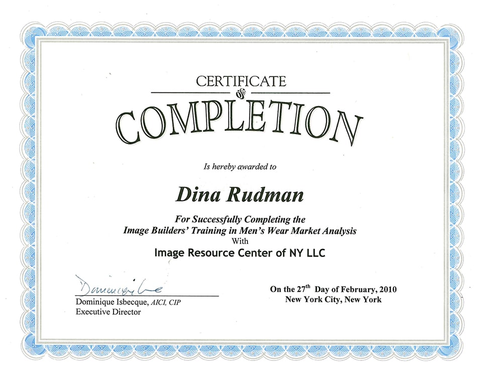 Image Resource Center (IRC), Certification in Menswear Market Analysis